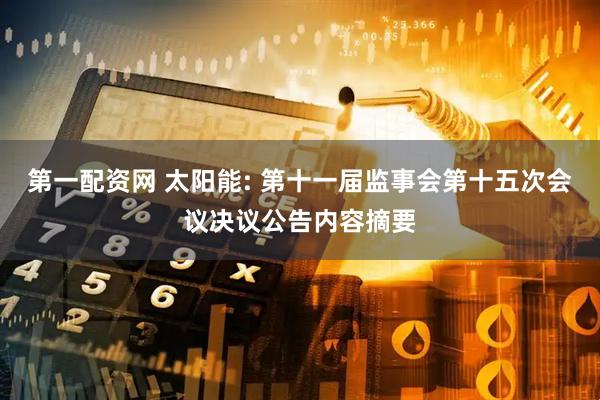 第一配资网 太阳能: 第十一届监事会第十五次会议决议公告内容摘要